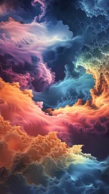 Vivid fractal clouds in swirling multicolor abstract field.