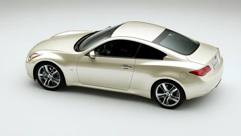 Metallic pearl coupe rendered with high-gloss reflections and soft HDR