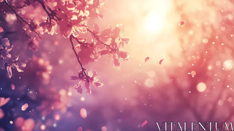 Cherry Blossoms Dancing in Luminous Spring Reverie.