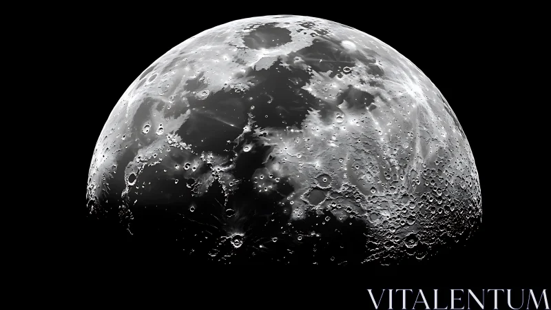 Lunar surface close-up with craters in stark monochrome.