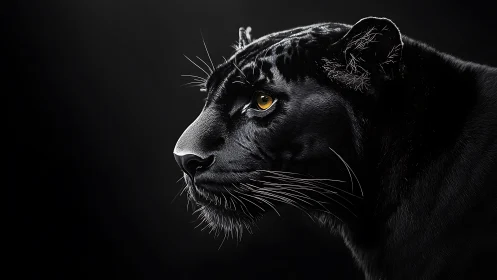 High-Contrast Felid Portrait with Luminous Iris Detail.