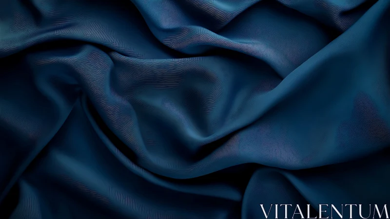 Deep blue folded fabric texture with soft flowing folds.