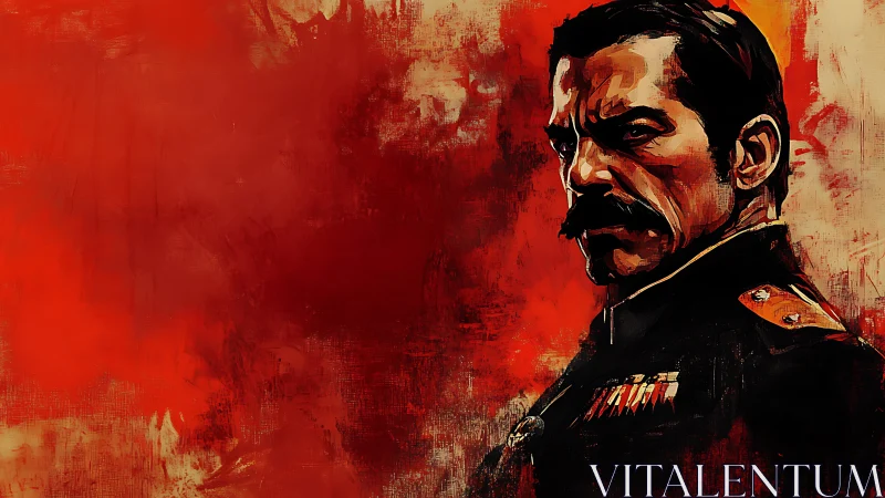 Commanding officer gazes out against a bold red storm