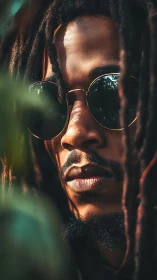 Close cropped portrait of person in sunglasses outdoors.