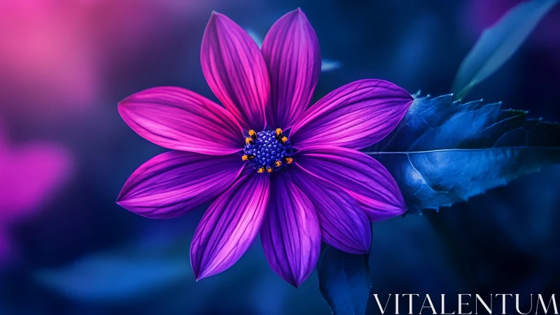 Magenta Cosmos Flower: High Dynamic Range Digital Rendering with Neon Petals