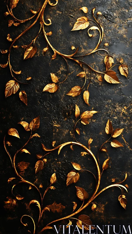 Gilded vines quietly rewrite the night across black stone