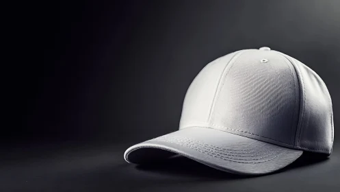 White baseball cap rests on dark gradient studio surface