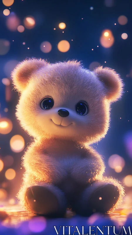 Starlit teddy bear quietly guards a pocket of gentle wonder