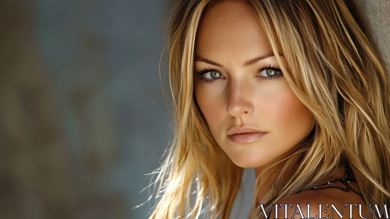 Golden hour portrait with soft bokeh and intense gaze.