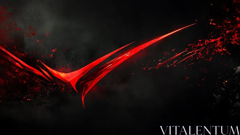 Aggressive red energy streaks carve dynamic arcs through shadowed void