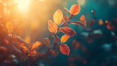 Autumn Leaves in Soft Sunlight, Dreamy Nature Photography.