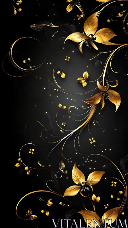 Gilded Orchids Dance Through Shadow Realms.