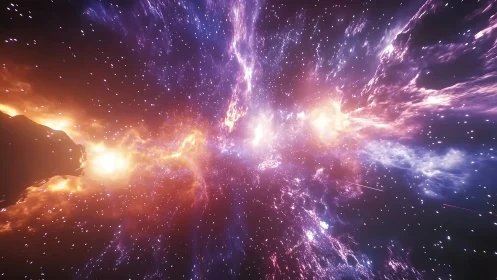 Rendered deep space nebula with central luminous band