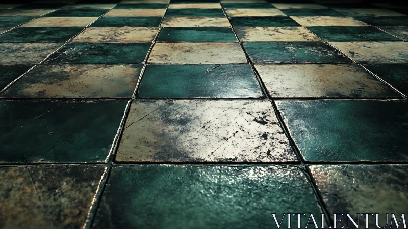 Weathered teal tiles glowing with quiet, nostalgic charm.