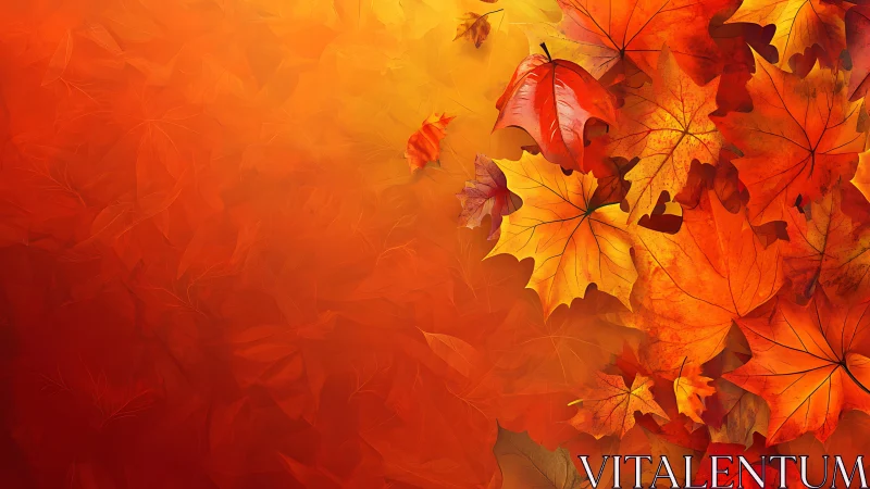 Layered maple leaves form high-saturation autumn gradient field