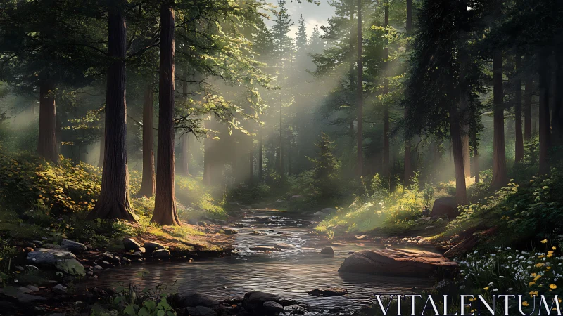 Luminous Forest Cathedral: Where Sunlight Conducts the Ancient Trees.