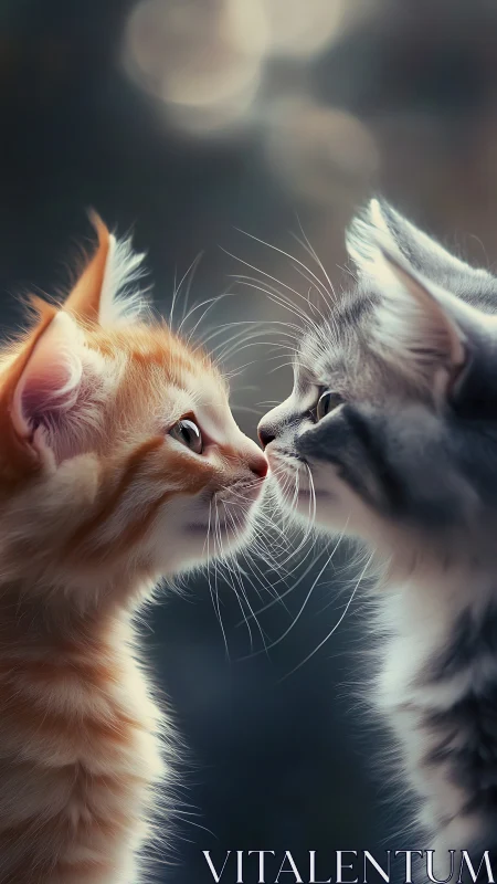 Two Cats Nose-to-Nose in Soft Diffused Lighting