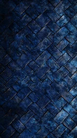 Textured indigo herringbone lattice with directional patina surface.