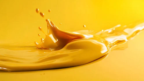 Golden liquid splash pulses across a luminous backdrop.