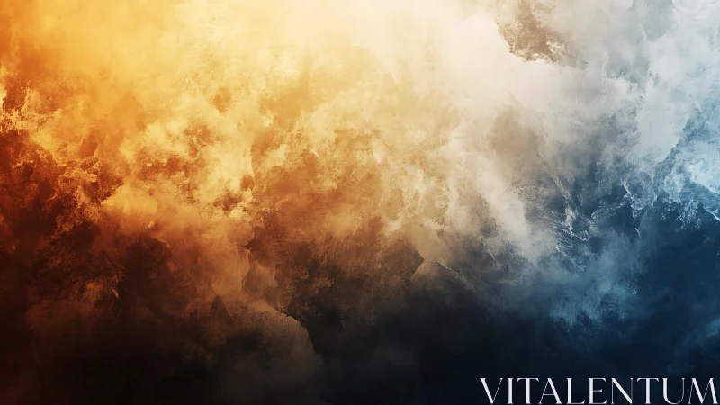 Abstract fire and ice clouds digital painting with vivid contrast.