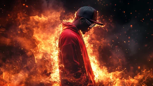 Inferno Silhouette: Where Courage Meets Crimson Chaos