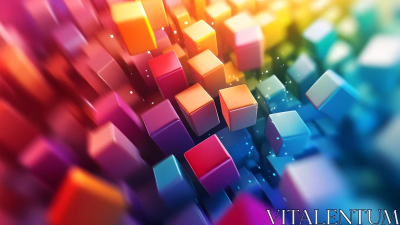 Colorful 3D cubes forming an abstract geometric depth scene.
