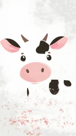 Curious cartoon cow peeks forward with soft gentle charm