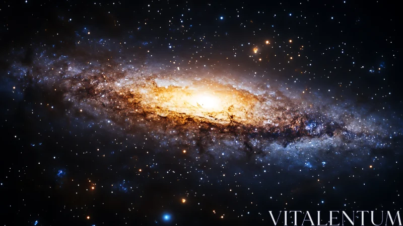 Edge-on barred spiral galaxy core with dense stellar halo