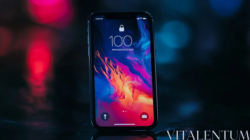 iPhone Lock Screen Glows with Neon Vibrance.