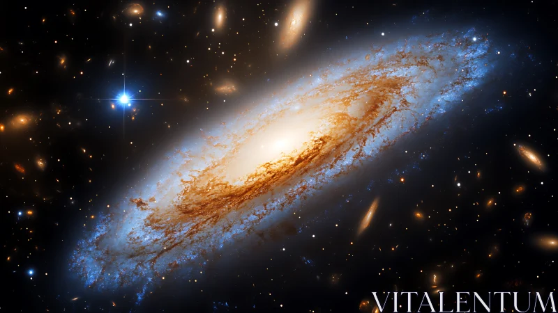 Spiraling starlit galaxy drifting through a quiet cosmic sea.