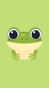 Minimalist vector frog portrait with centered negative space.