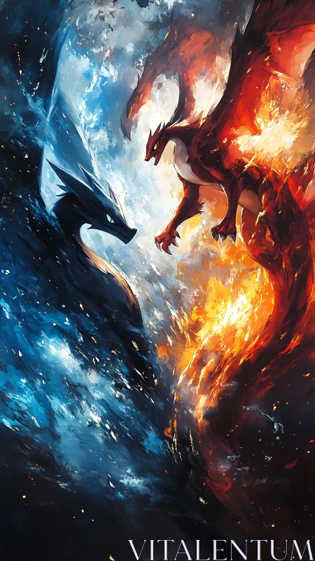 Twin elemental dragons collide where fire dares to kiss frost