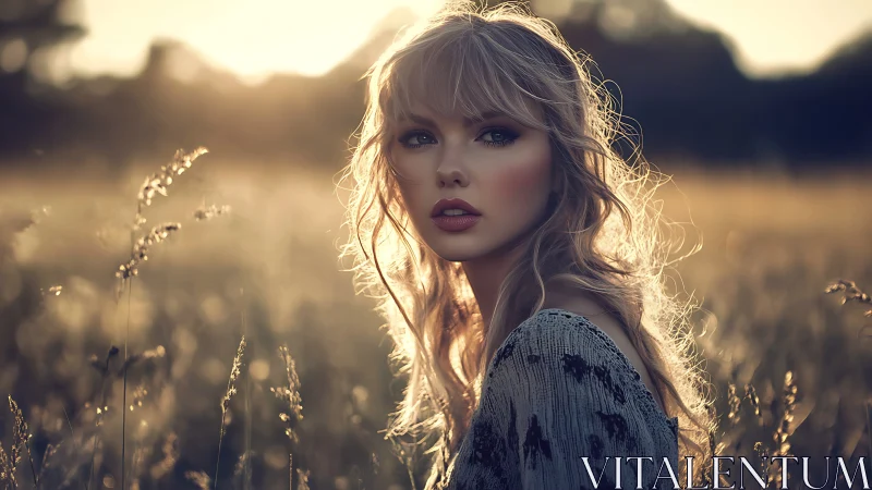 Sunlit daydream catches a wistful gaze in golden grasslands