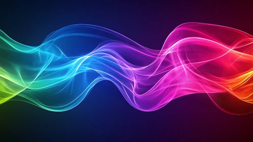 Chromatic ribbon currents swirling through electric dusk.