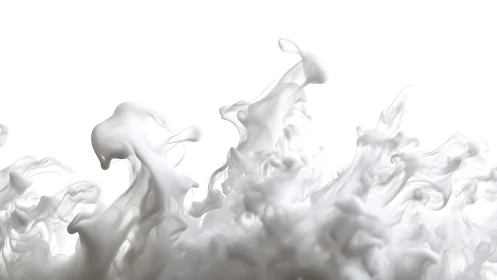 Abstract white smoke swirling in minimalistic modern style.