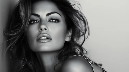 Soft monochrome portrait of a soulful, confident gaze.