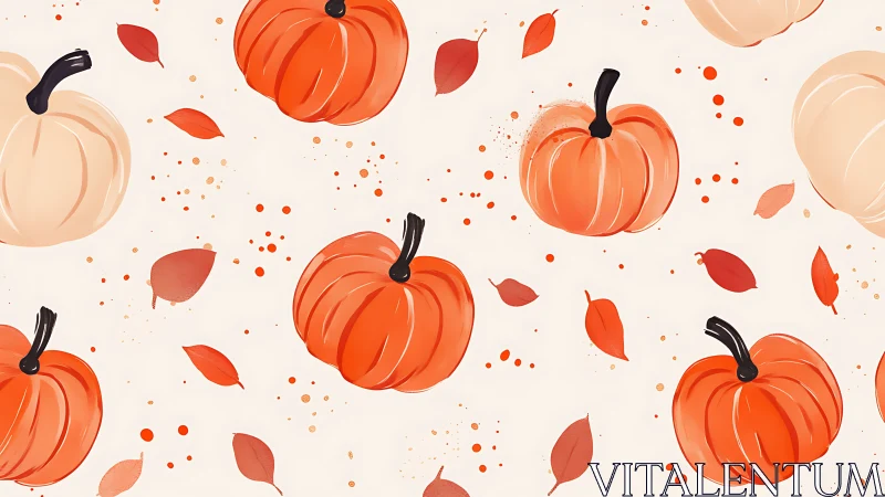 Playful pumpkins dance with autumn leaves in soft color