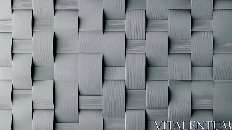 Gray woven 3D wall surface forms repeating vertical grid