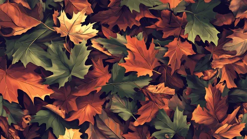 Cozy carpet of painted autumn maple leaves in rich color.