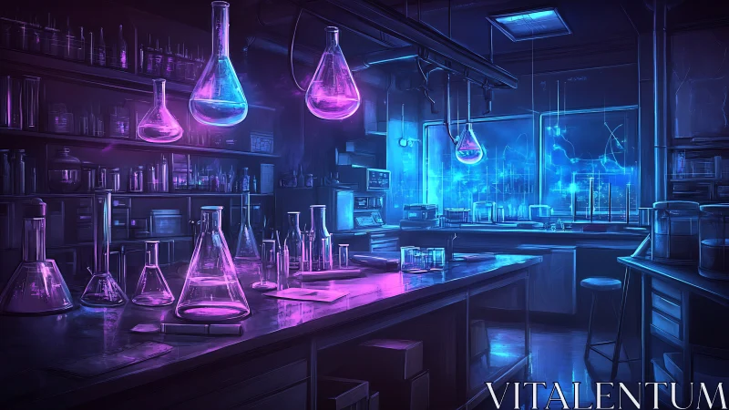Midnight science lab glows with vibrant neon experiments