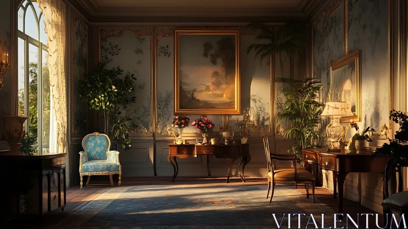 Sunlit parlor of quiet grandeur and story-soaked furniture.