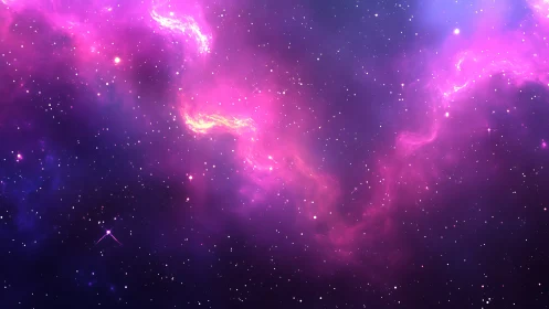 Pink and purple nebula clouds extend across dense star field