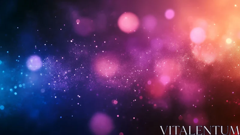 Digital bokeh nebula gradient with luminous particle dispersion.