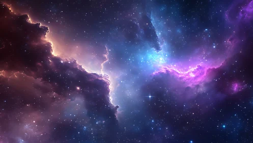 Nebula storm carves luminous rift through deep cosmos.