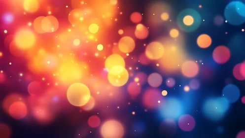 Vibrant abstract bokeh lights in warm and cool color palette.
