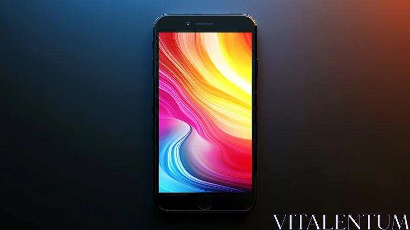 Modern Smartphone Radiates Vibrant Fluid Art Wallpaper