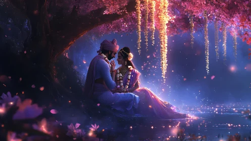 Luminous Garden Reunion Under Glowing Vines.