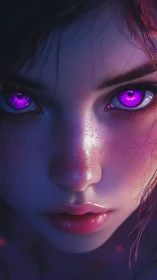 Neon-eyed cyber mystic portrait in hyperreal close-up.