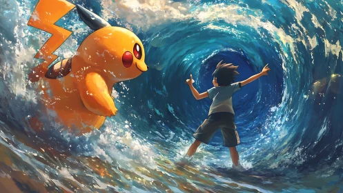 Stormsong tunnel with electric mascot and brave boy.