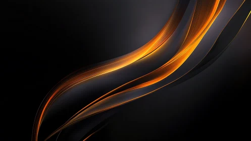 Curved luminous orange bands traverse a dark gradient field